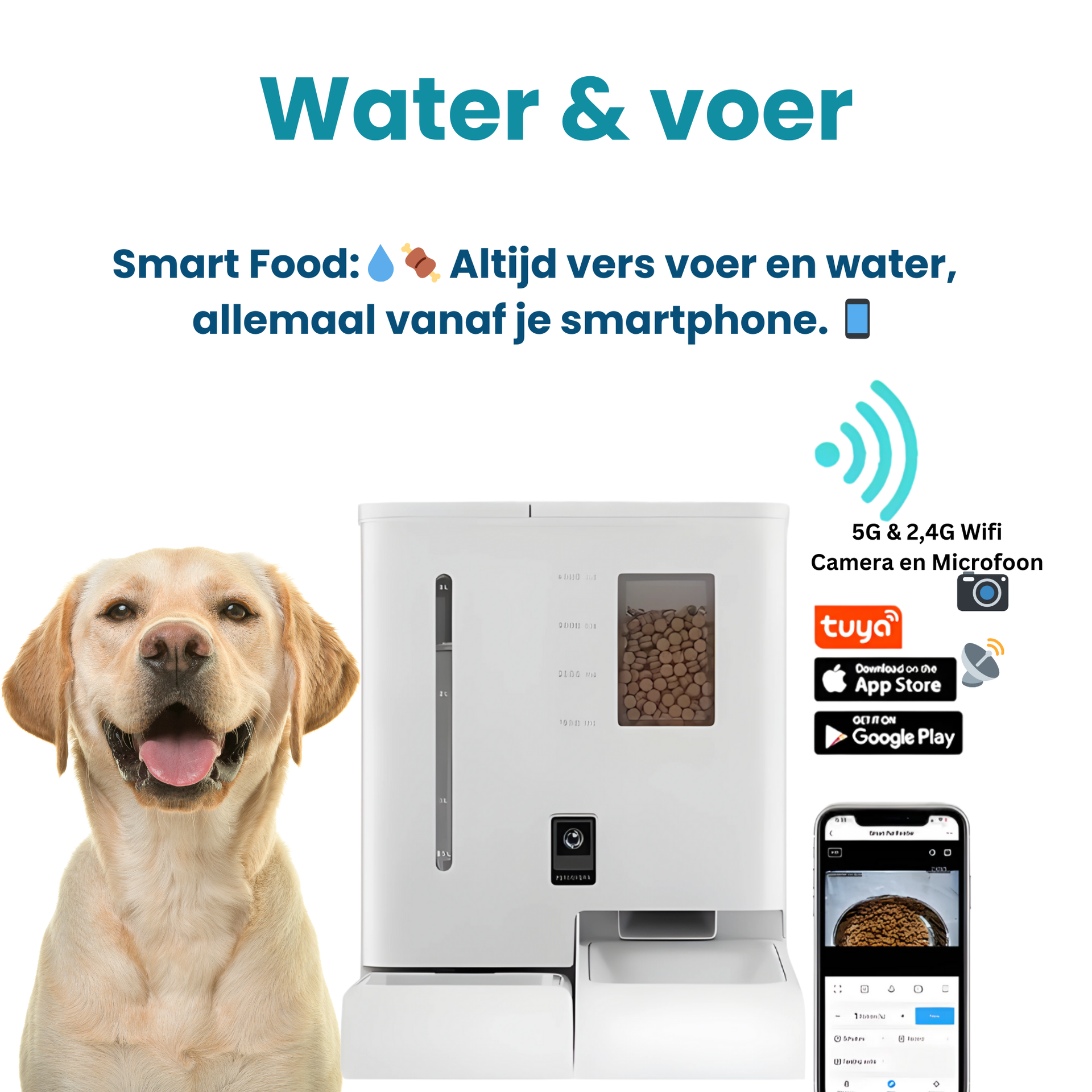 Smart Voederbak met Camera & Microfoon – App-Control voor Huisdieren - Safari Paws