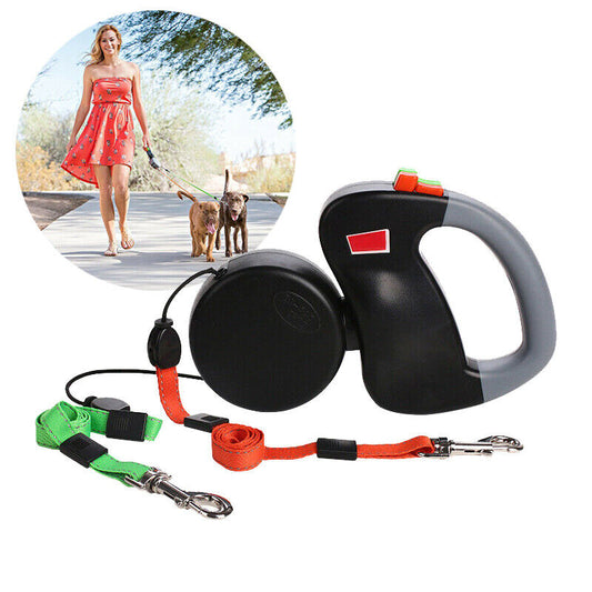 Safari Paws Dual-Trek Retractable Dog Leash – Tangle-Free Walks for Two! - Safari Paws