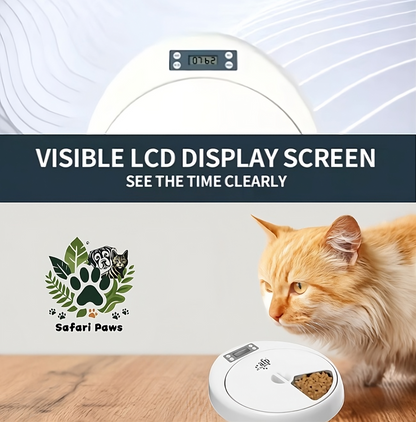 🐱🍽️🕒Automatische Voerbak voor Honden en Katten – Slimme 5-Maaltijden Voerdispenser met Timer - Safari Paws