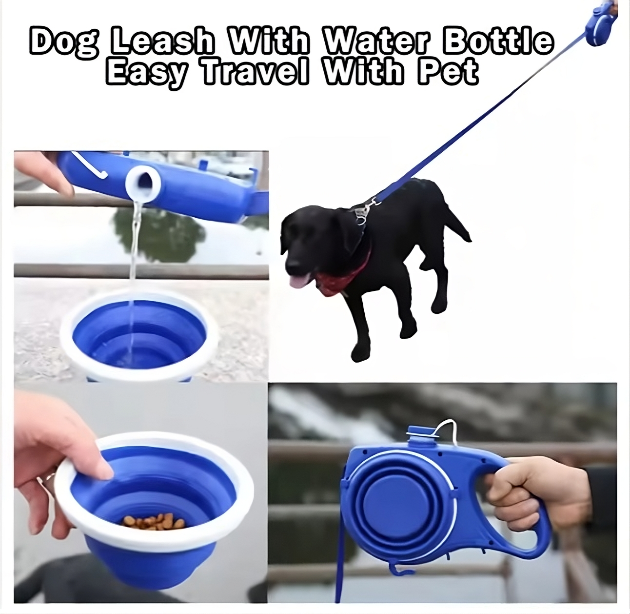 Multifunctionele Hondenriem met Geïntegreerde Waterfles en Opvouwbare Voerbak – Perfect voor Wandelen met Honden - Safari Paws