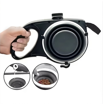Multifunctionele Hondenriem met Geïntegreerde Waterfles en Opvouwbare Voerbak – Perfect voor Wandelen met Honden - Safari Paws