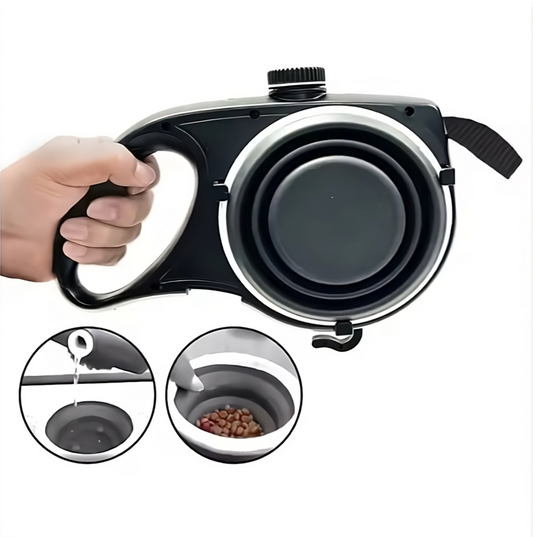 Multifunctionele Hondenriem met Geïntegreerde Waterfles en Opvouwbare Voerbak – Perfect voor Wandelen met Honden - Safari Paws