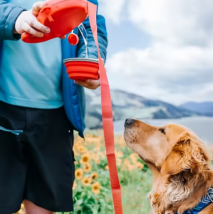 Multifunctionele Hondenriem met Geïntegreerde Waterfles en Opvouwbare Voerbak – Perfect voor Wandelen met Honden - Safari Paws